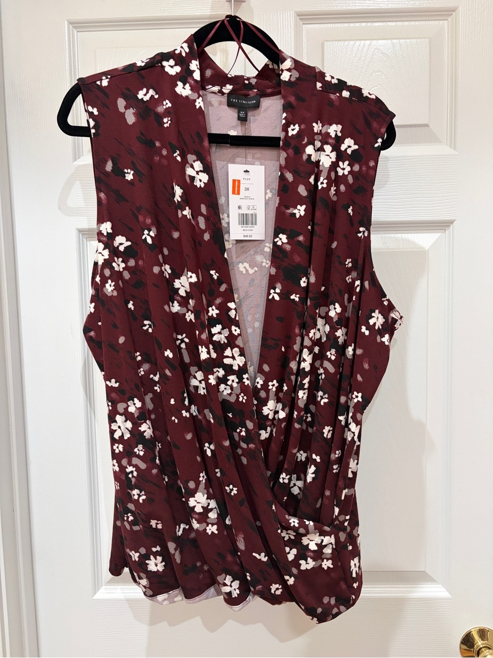 NWT The Limited Burgundy Floral Sleeveless Surplice Blouse